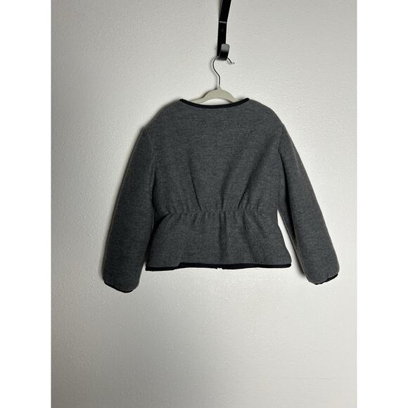 Bonpoint Gray 100% Virgin Wool Moto Jacket With Zipper Pockets Girls Size 6 - Picture 4 of 4